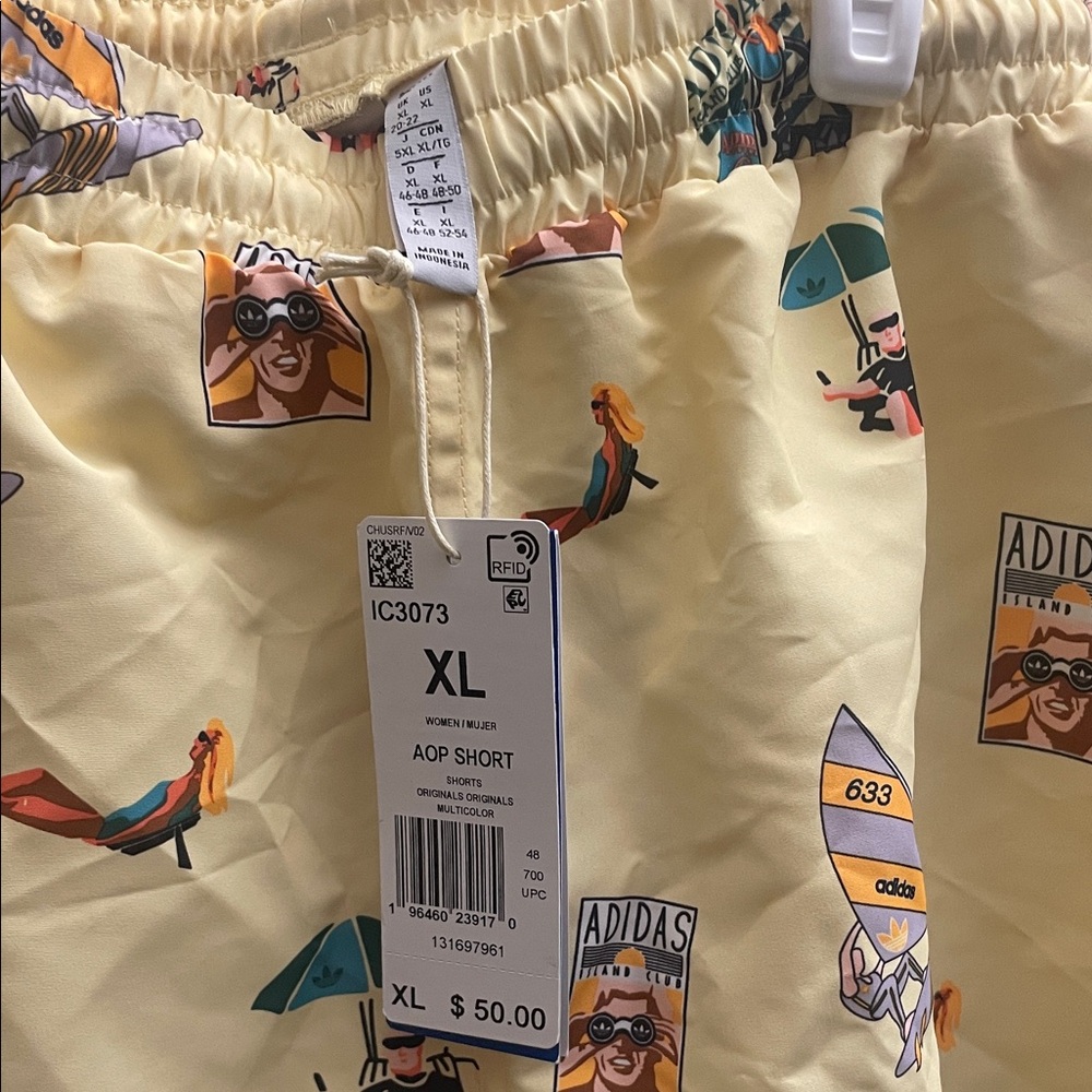 adidas Pale Yellow Tropical Print Short Sleeve Shirt & Shorts - Picture 6 of 8